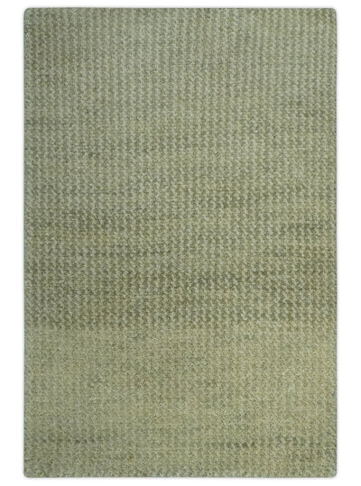 Modern Contemporary Olive, Beige and Ivory Stripes Design Custom Made wool area Rug - The Rug Decor