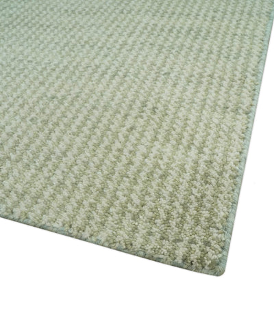 Modern Contemporary Olive, Beige and Ivory Stripes Design Custom Made wool area Rug - The Rug Decor