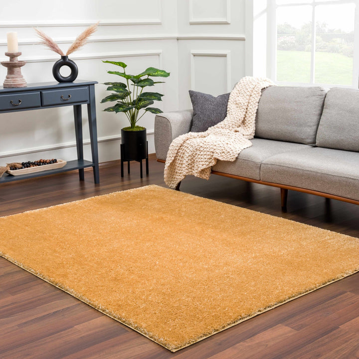 Modern Contemporary Solid Plush Gold Area rug - The Rug Decor