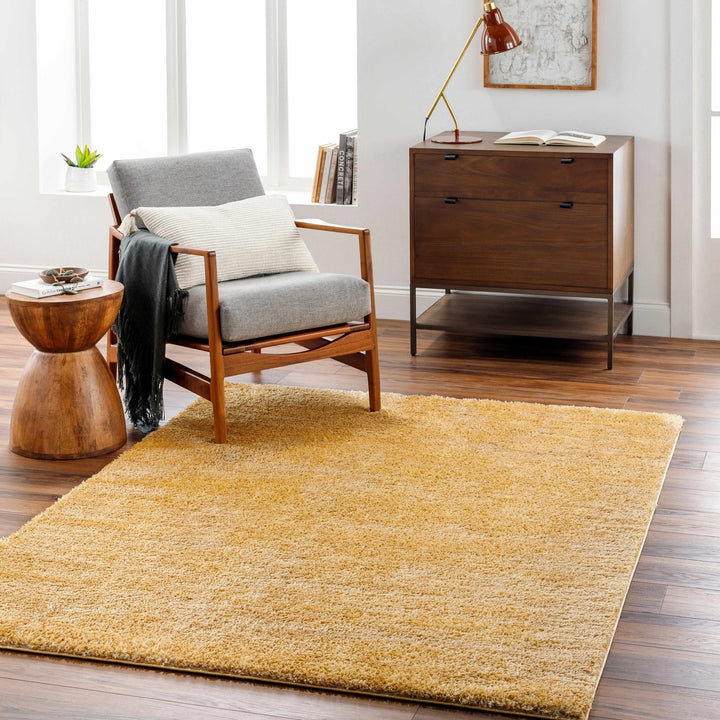 Modern Contemporary Solid Plush Gold Area rug - The Rug Decor