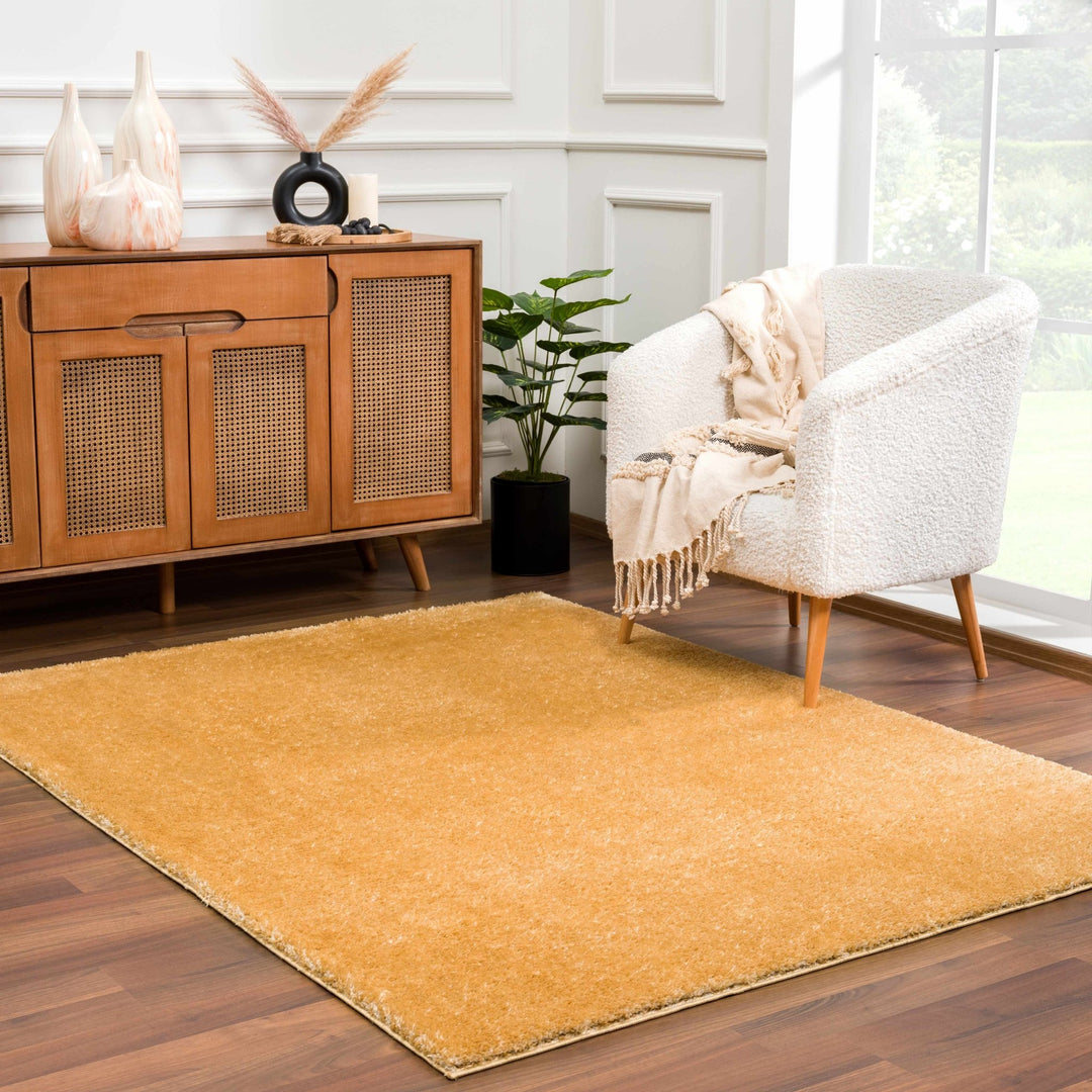 Modern Contemporary Solid Plush Gold Area rug - The Rug Decor