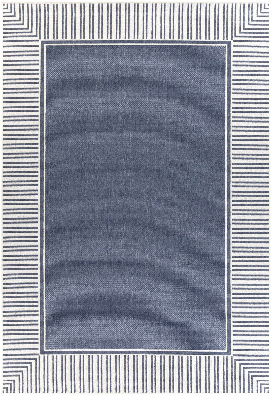 Modern Contemporary Stripes Pattern Blue and Ivory Multi Size Outdoor Area Rug - The Rug Decor