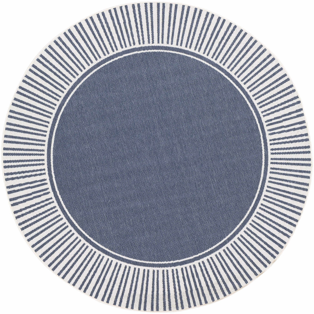 Modern Contemporary Stripes Pattern Blue and Ivory Multi Size Outdoor Area Rug - The Rug Decor