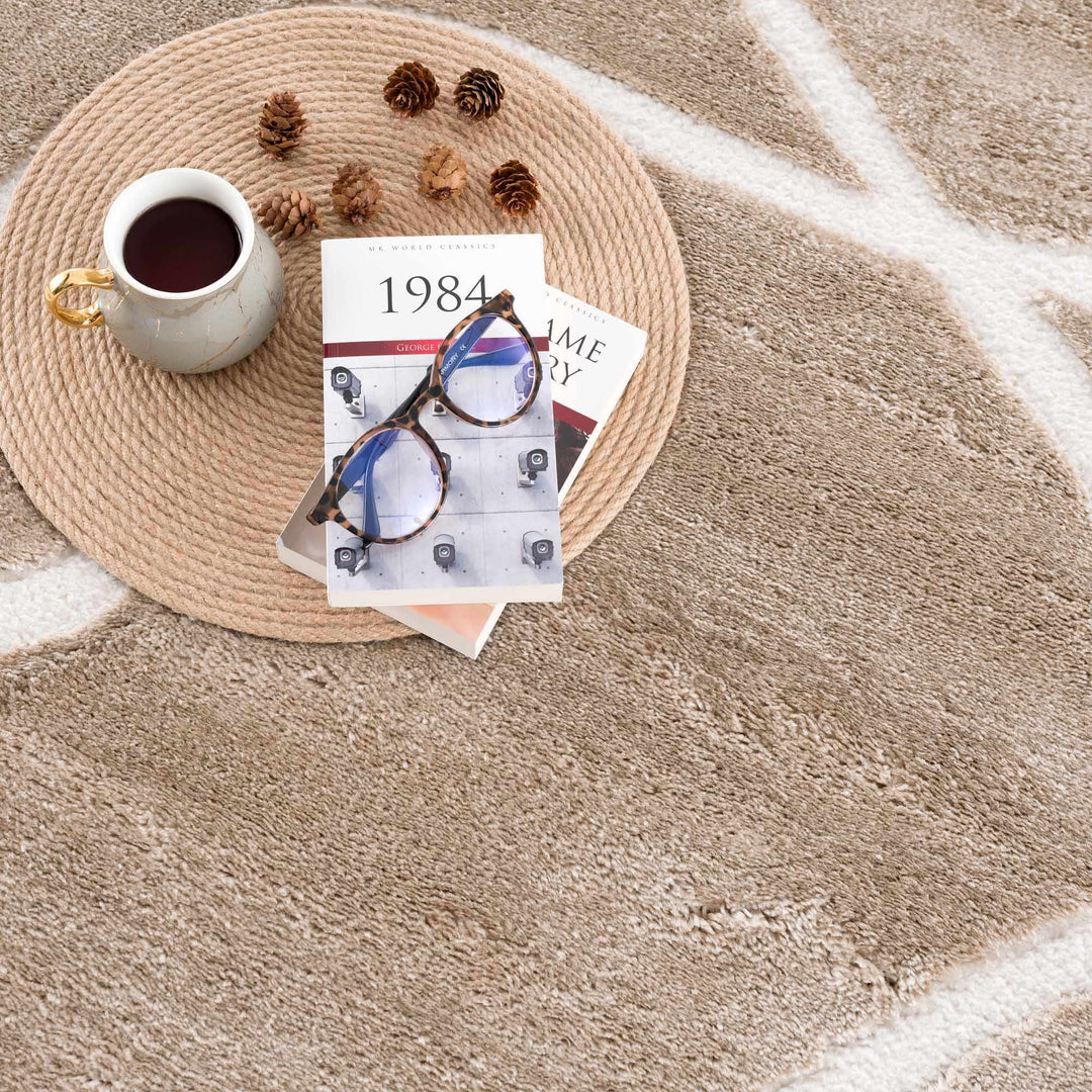 Modern Contemporary Tan And Ivory Area Rug - The Rug Decor