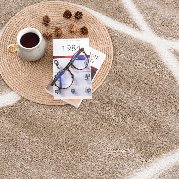 Modern Contemporary Tan And Ivory Area Rug - The Rug Decor