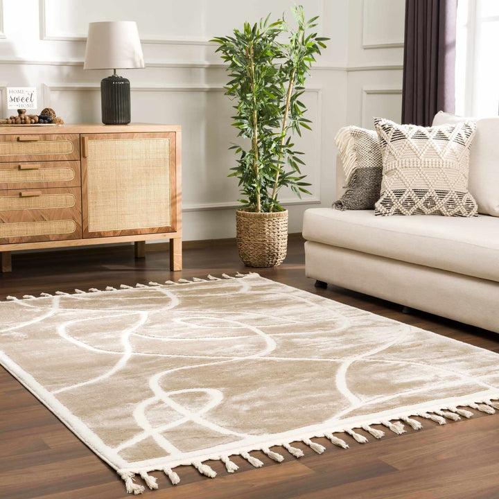 Modern Contemporary Tan And Ivory Area Rug - The Rug Decor