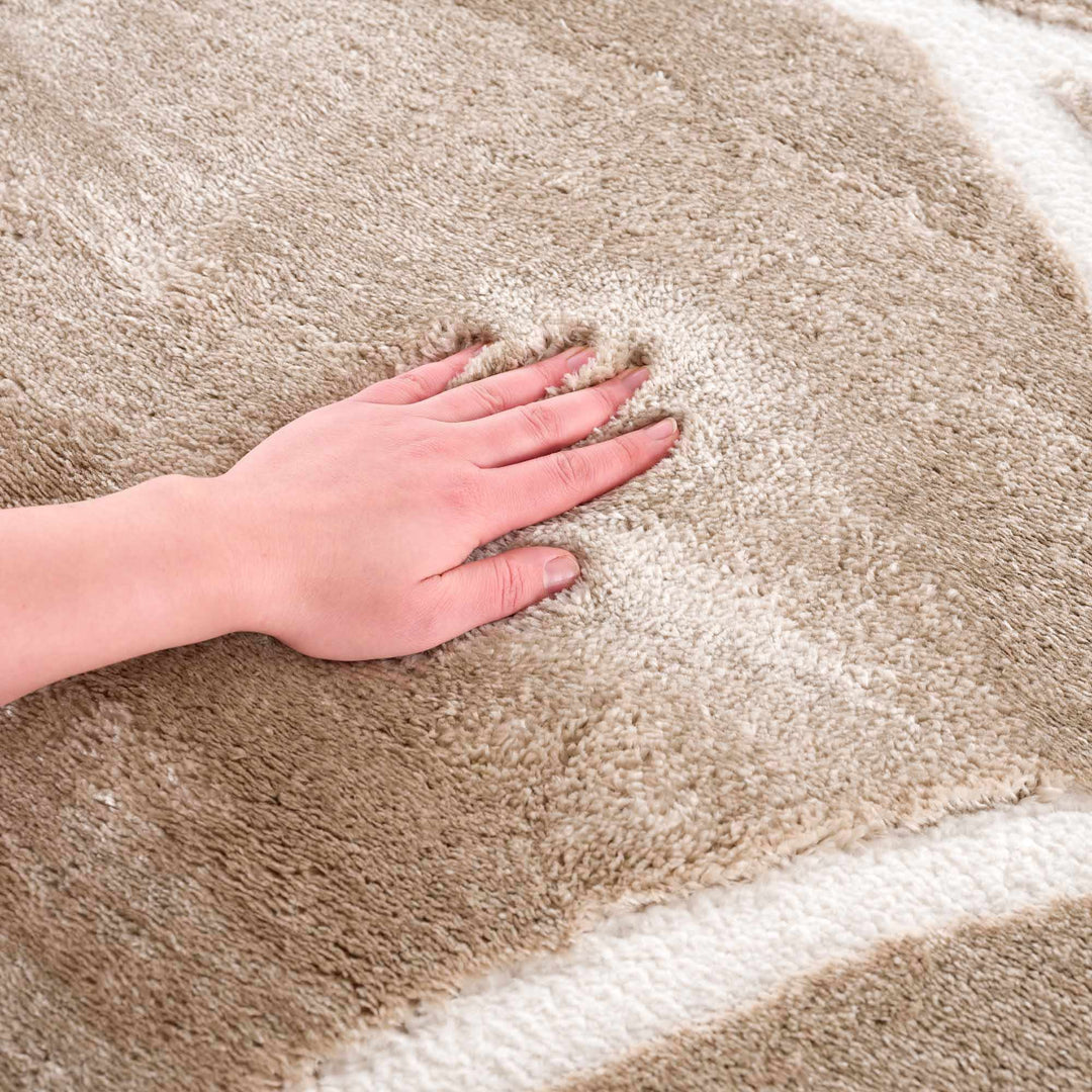Modern Contemporary Tan And Ivory Area Rug - The Rug Decor