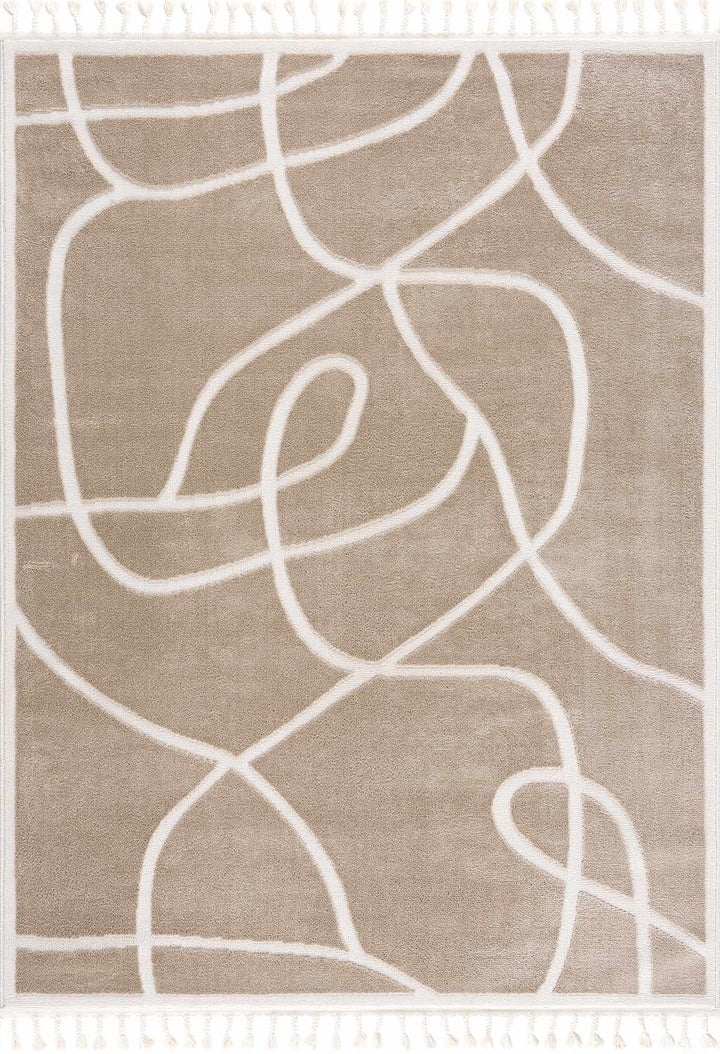 Modern Contemporary Tan And Ivory Area Rug - The Rug Decor