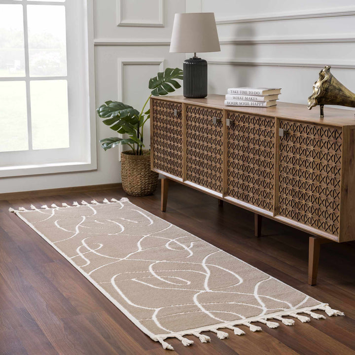 Modern Contemporary Tan And Ivory Area Rug - The Rug Decor