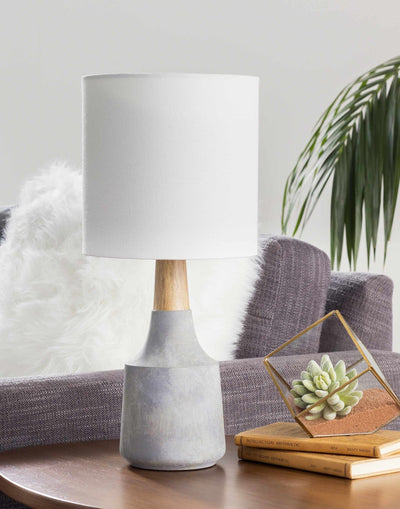 Modern Contemporary White, Tan and Light Blue Table Lamp, Bed Side Lamp - The Rug Decor