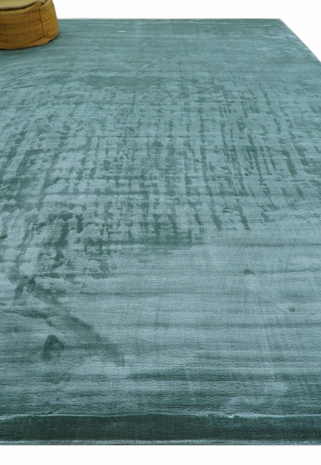 Modern Design Aqua Green Hand Loom 10x14 Art Silk Rug - The Rug Decor