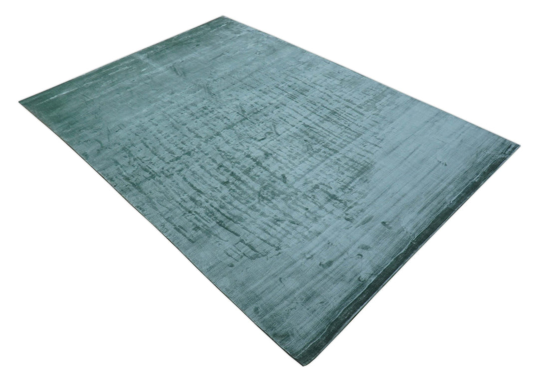 Modern Design Aqua Green Hand Loom 10x14 Art Silk Rug - The Rug Decor