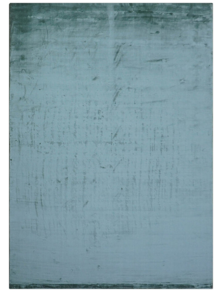 Modern Design Aqua Green Hand Loom 10x14 Art Silk Rug - The Rug Decor