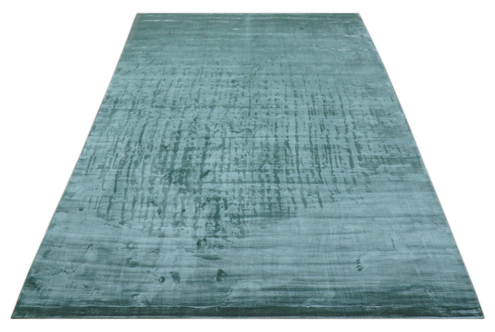 Modern Design Aqua Green Hand Loom 10x14 Art Silk Rug - The Rug Decor
