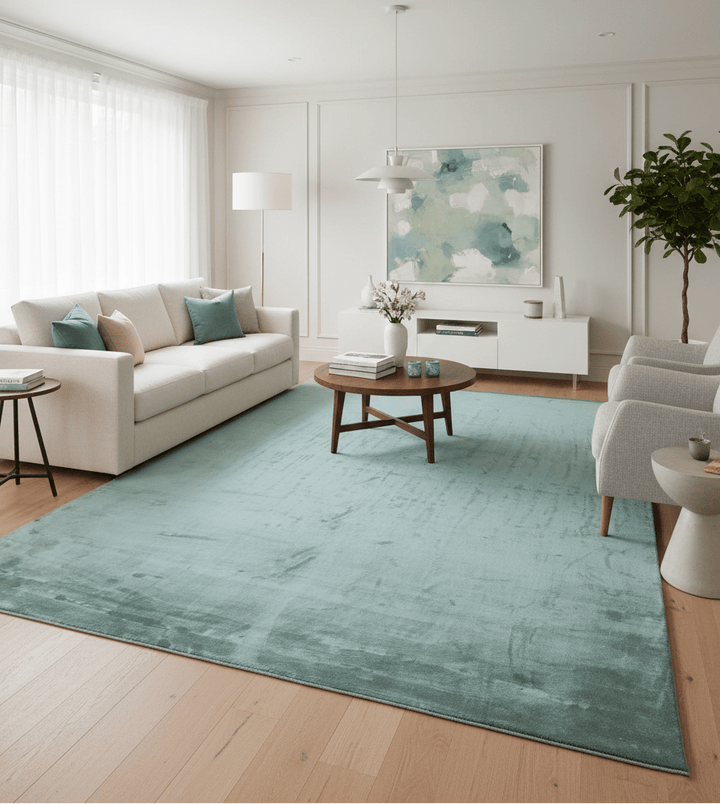 Modern Design Aqua Green Hand Loom 10x14 Art Silk Rug - The Rug Decor