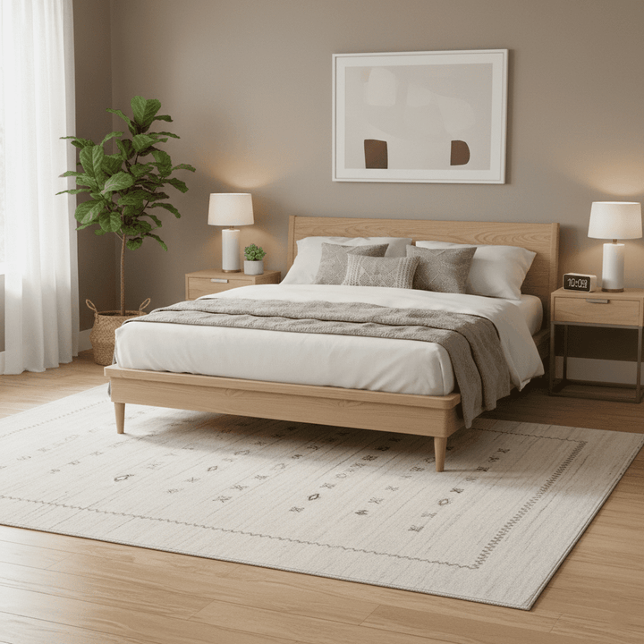 Modern Design Beige Hand Loomed Wool Area Rug - The Rug Decor