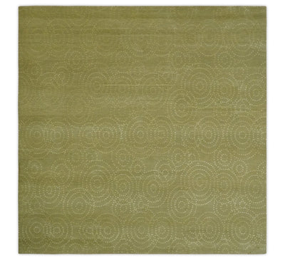 Modern Design Olive Hand loom 6x6 Square wool Area Rug - The Rug Decor