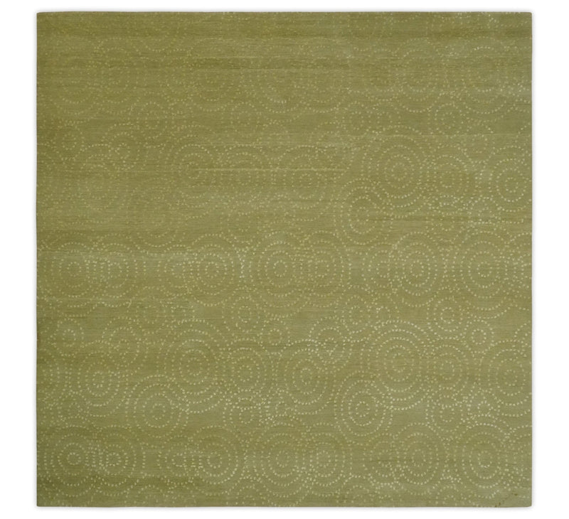 Modern Design Olive Hand loom 6x6 Square wool Area Rug - The Rug Decor