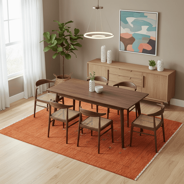 Modern Design Orange Hand Loomed Wool Area Rug - The Rug Decor