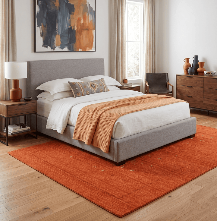 Modern Design Orange Hand Loomed Wool Area Rug - The Rug Decor
