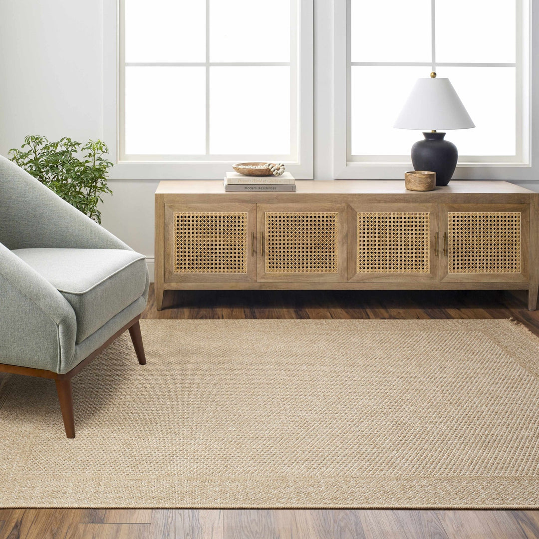 Modern Dorie Beige And White Machine Woven Indoor & Outdoor Rug - The Rug Decor