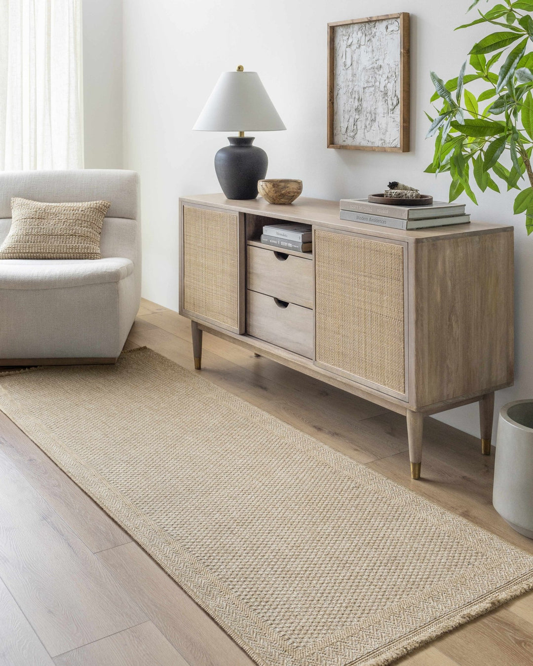 Modern Dorie Beige And White Machine Woven Indoor & Outdoor Rug - The Rug Decor