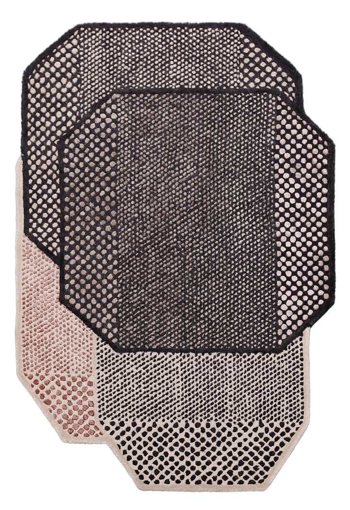 Modern Dotted Mesh Black Hand Tufted 5x8 Wool Area Rug - The Rug Decor