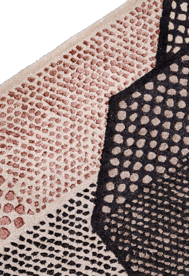 Modern Dotted Mesh Black Hand Tufted 5x8 Wool Area Rug - The Rug Decor