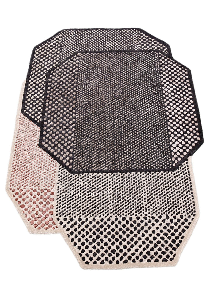 Modern Dotted Mesh Black Hand Tufted 5x8 Wool Area Rug - The Rug Decor