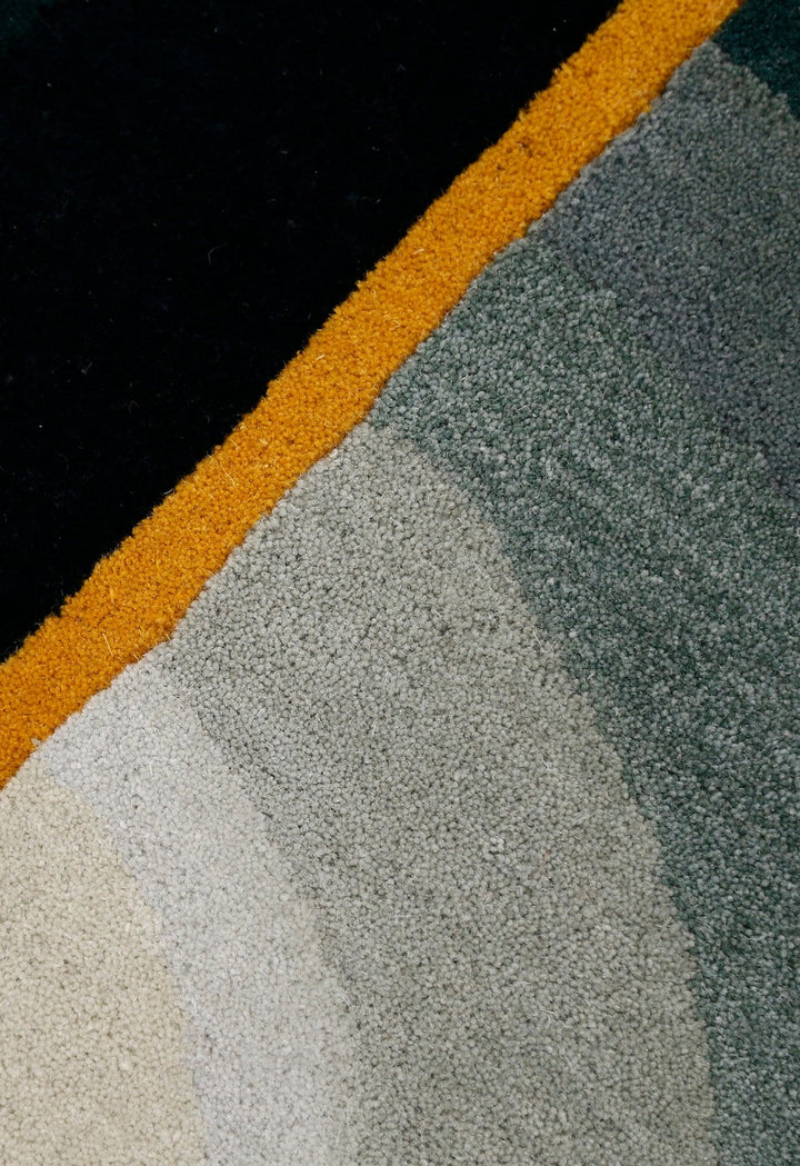 Modern Eclipse Curve Black Hand Tufted 4x6 Wool Rug - The Rug Decor