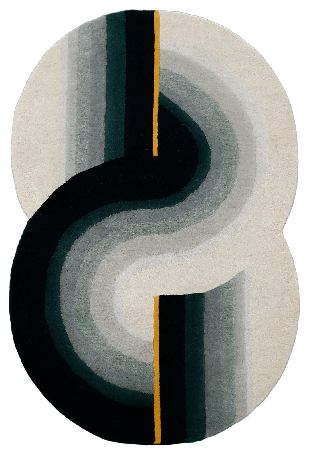 Modern Eclipse Curve Black Hand Tufted 4x6 Wool Rug - The Rug Decor