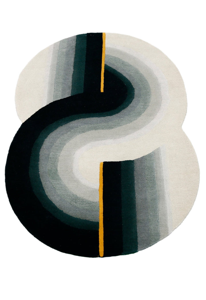 Modern Eclipse Curve Black Hand Tufted 4x6 Wool Rug - The Rug Decor