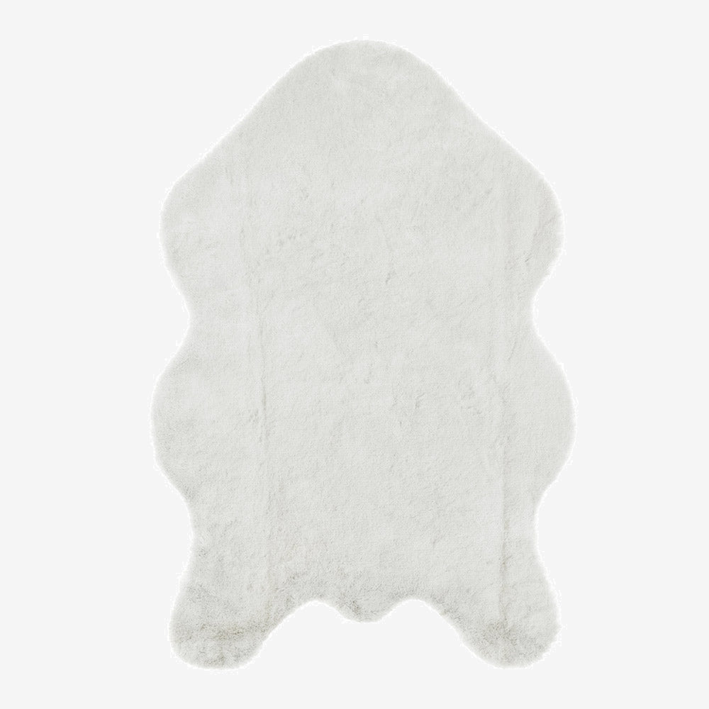 Modern Faux Rabbit White Machine Washable Silk Rug - The Rug Decor