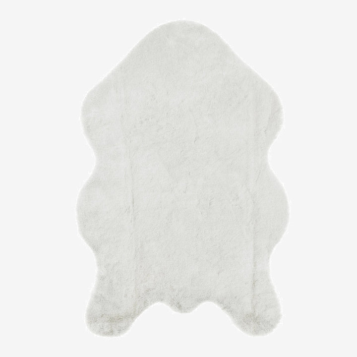 Modern Faux Rabbit White Machine Washable Silk Rug - The Rug Decor