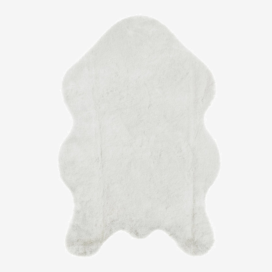 Modern Faux Rabbit White Machine Washable Silk Rug - The Rug Decor