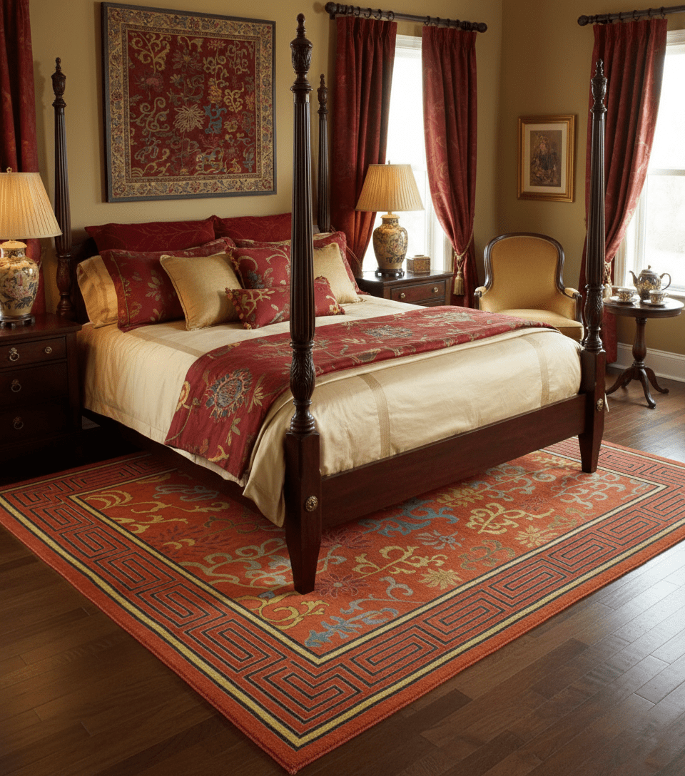 Modern Floral Orange 8x10 Hand Knotted wool Area Rug - The Rug Decor