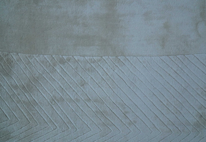 Modern geometric Design Beige Hand Loom 10x13 Art Silk Rug - The Rug Decor