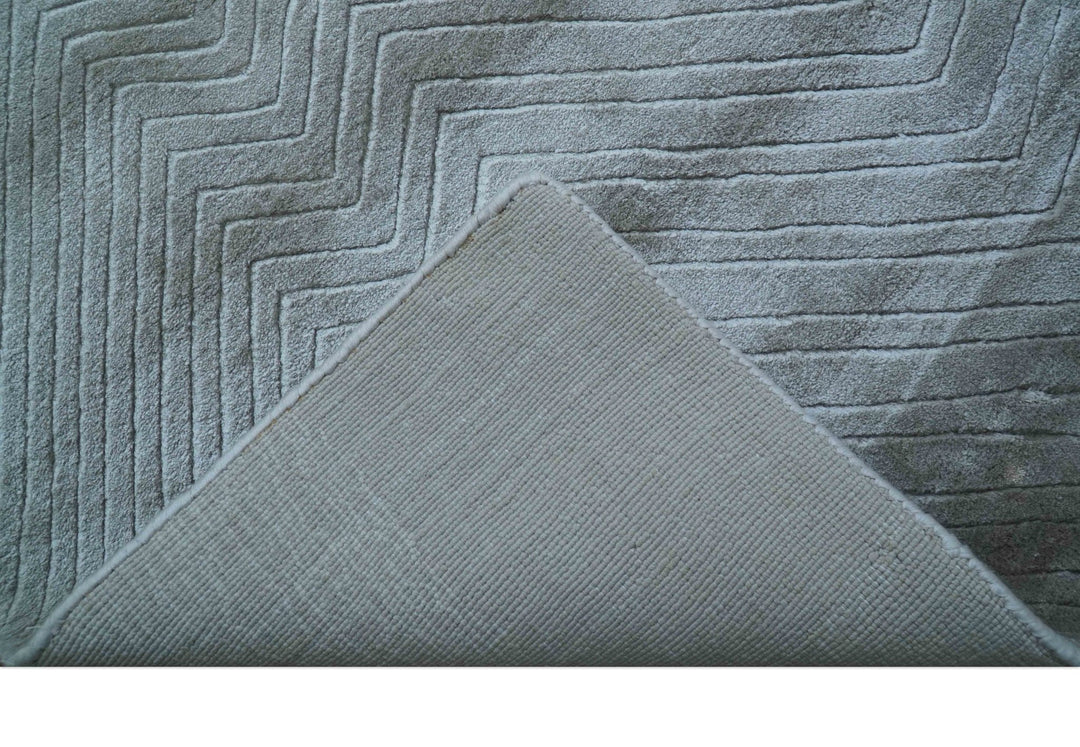 Modern geometric Design Beige Hand Loom 10x13 Art Silk Rug - The Rug Decor