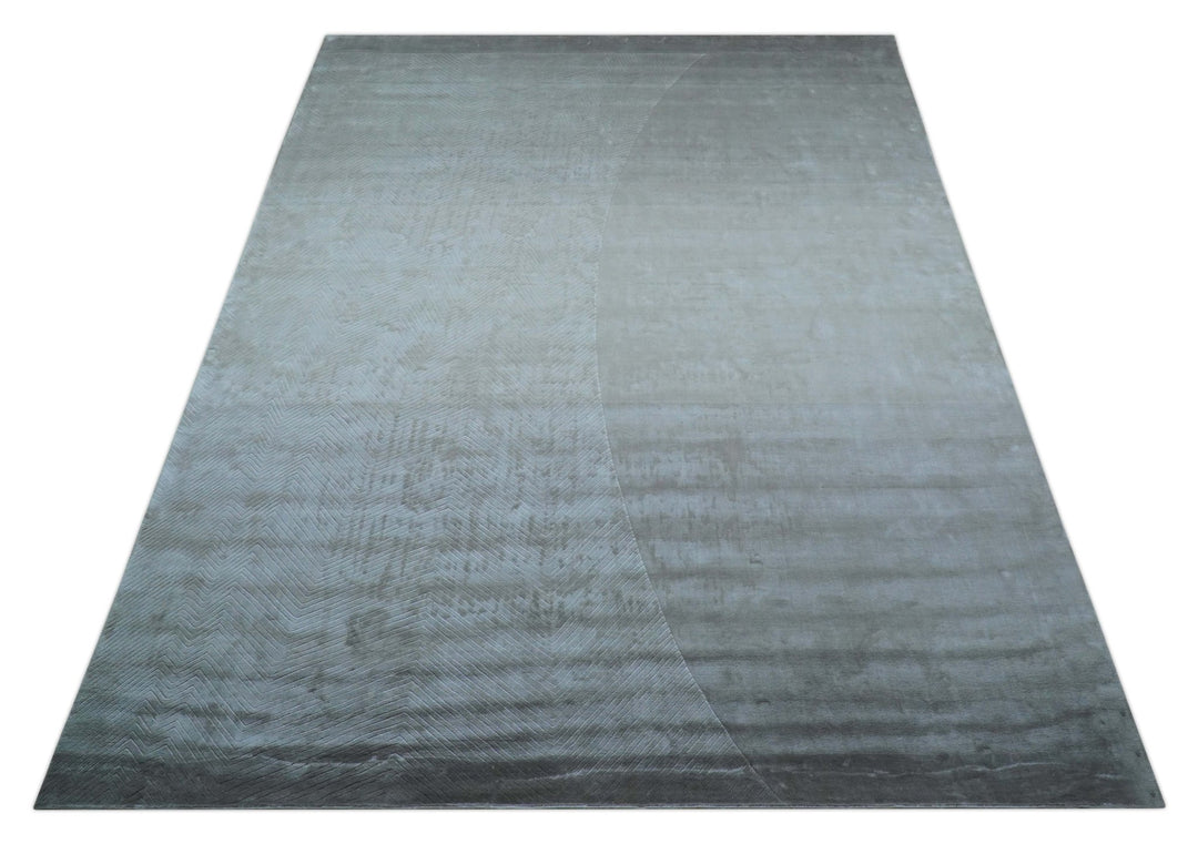 Modern geometric Design Beige Hand Loom 10x13 Art Silk Rug - The Rug Decor