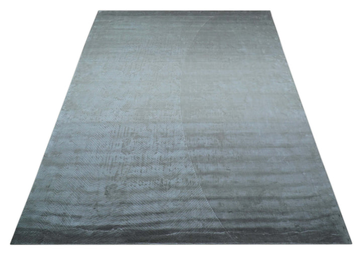 Modern geometric Design Beige Hand Loom 10x13 Art Silk Rug - The Rug Decor