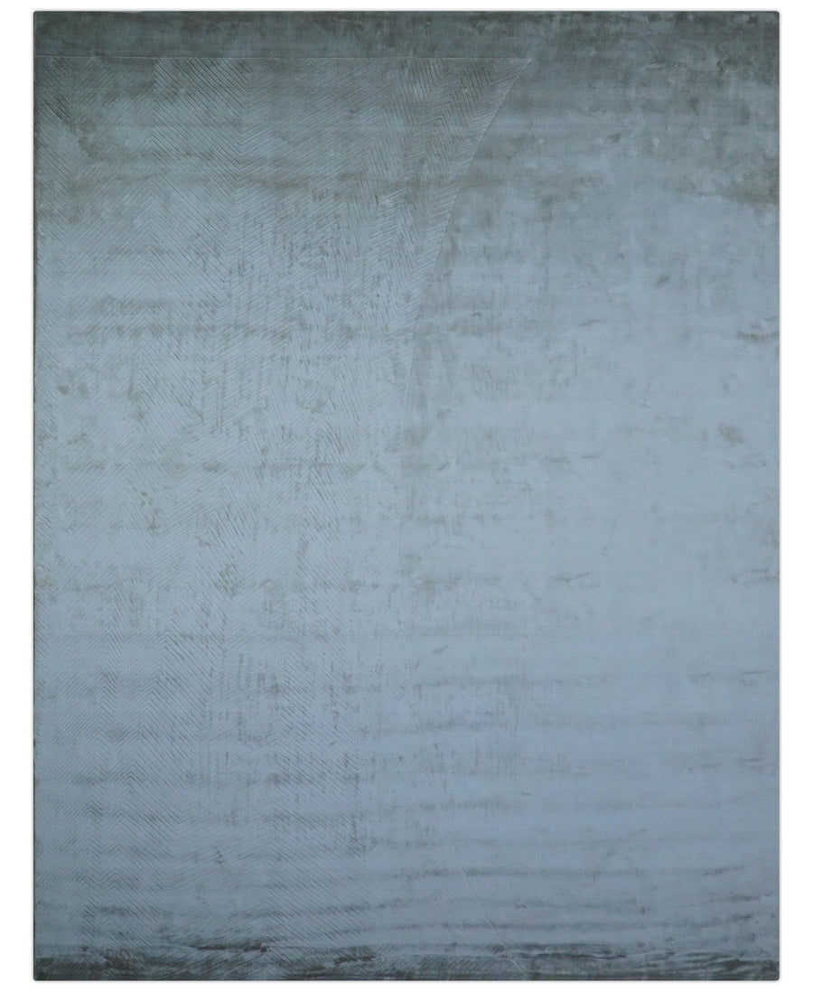 Modern geometric Design Beige Hand Loom 10x13 Art Silk Rug - The Rug Decor