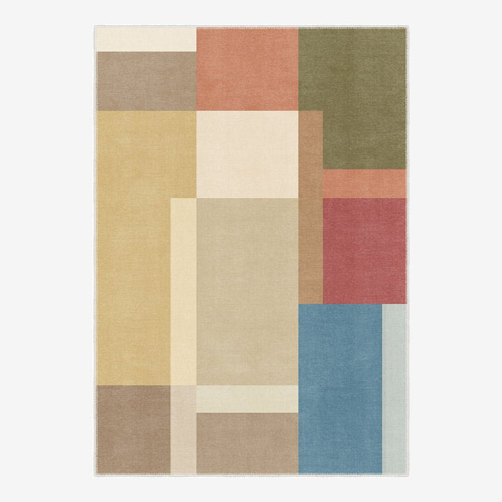 Modern geometric Multicolor Machine Woven Cotton Area Rug - The Rug Decor
