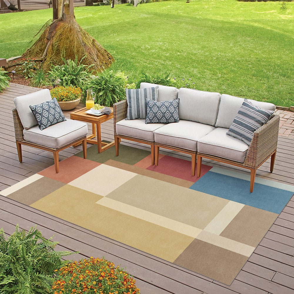 Modern geometric Multicolor Machine Woven Cotton Area Rug - The Rug Decor