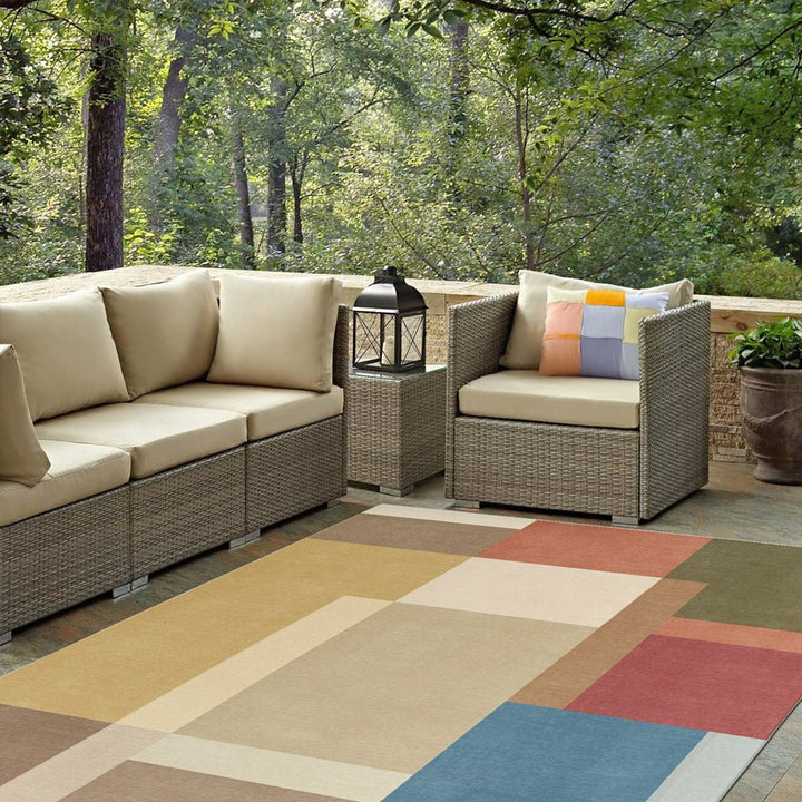 Modern geometric Multicolor Machine Woven Cotton Area Rug - The Rug Decor