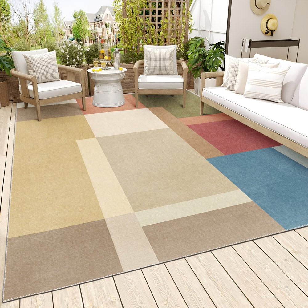 Modern geometric Multicolor Machine Woven Cotton Area Rug - The Rug Decor