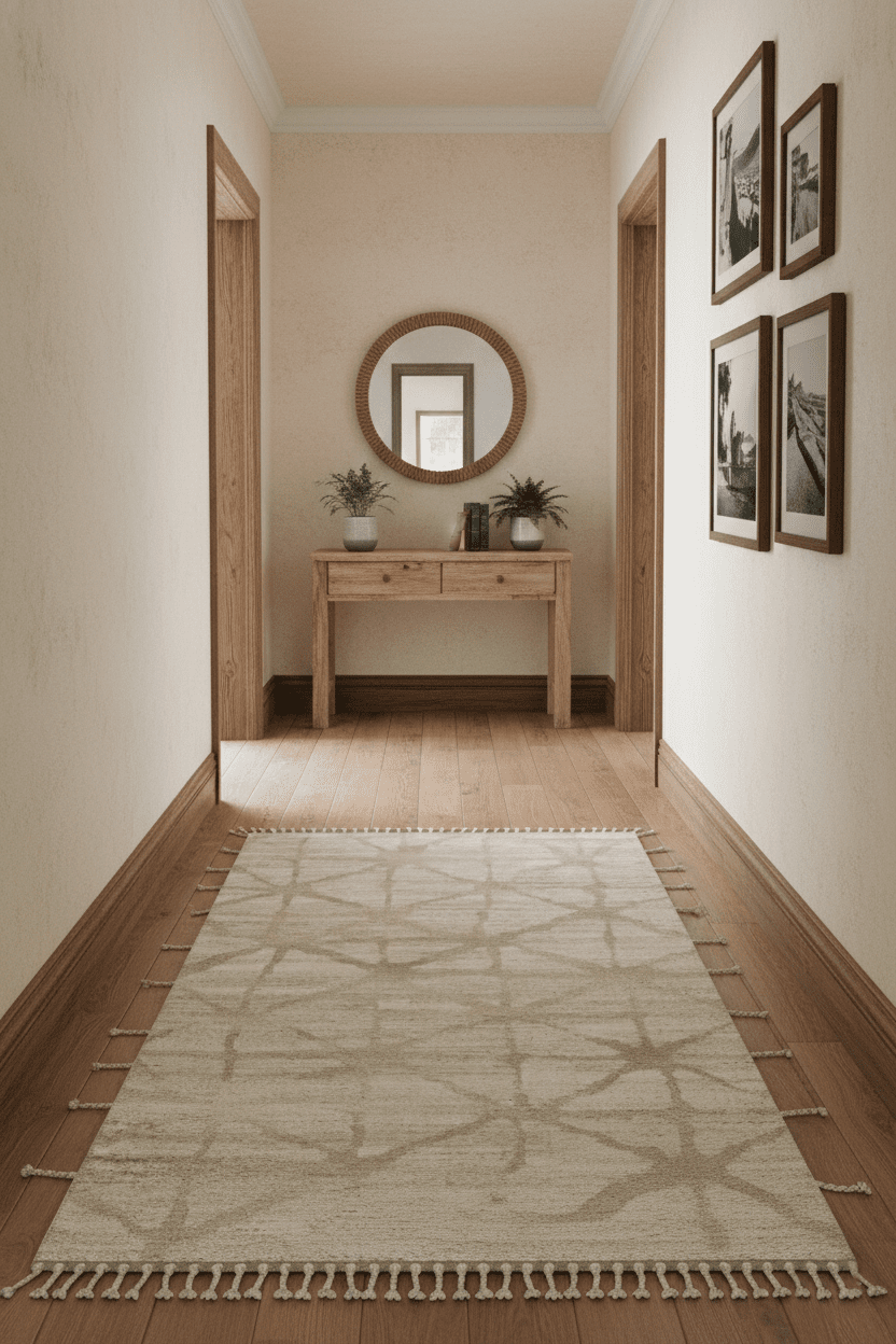 Modern Geometrical 5.3x7.8 Ivory and Beige Hand Knotted wool area rug - The Rug Decor