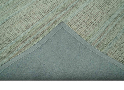 Modern Geometrical 5x7.6 Gray, Teal and Green Stripes Design Hand Tufted wool area rug - The Rug Decor