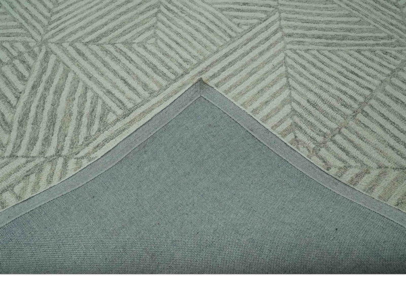 Modern Geometrical 5x8 Ivory, Gray and Beige Stripes Design Hand Tufted wool rug - The Rug Decor