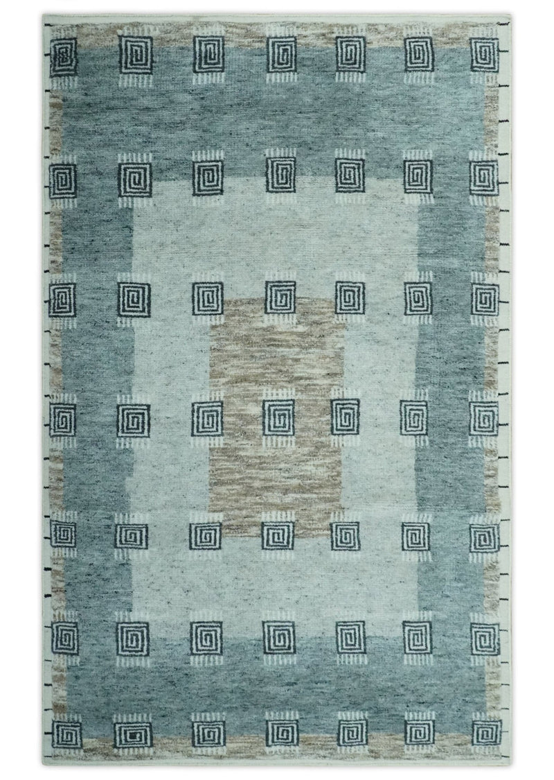 Modern Geometrical 5x8 Silver and Gray Hand knotted wool Rug - The Rug Decor