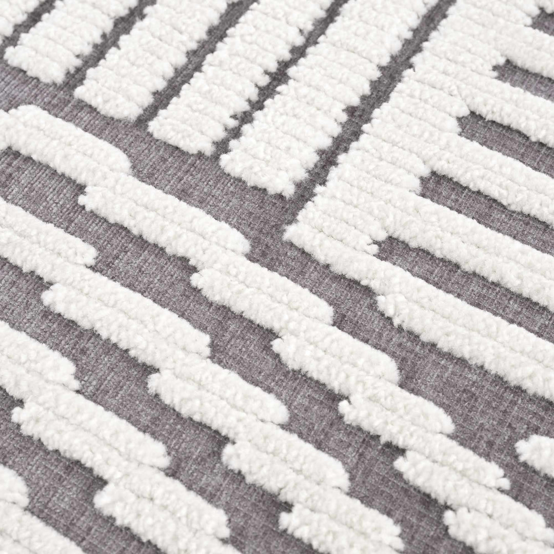 Modern Geometrical Arc Texture Ivory and Purple Washable Area Rug - The Rug Decor